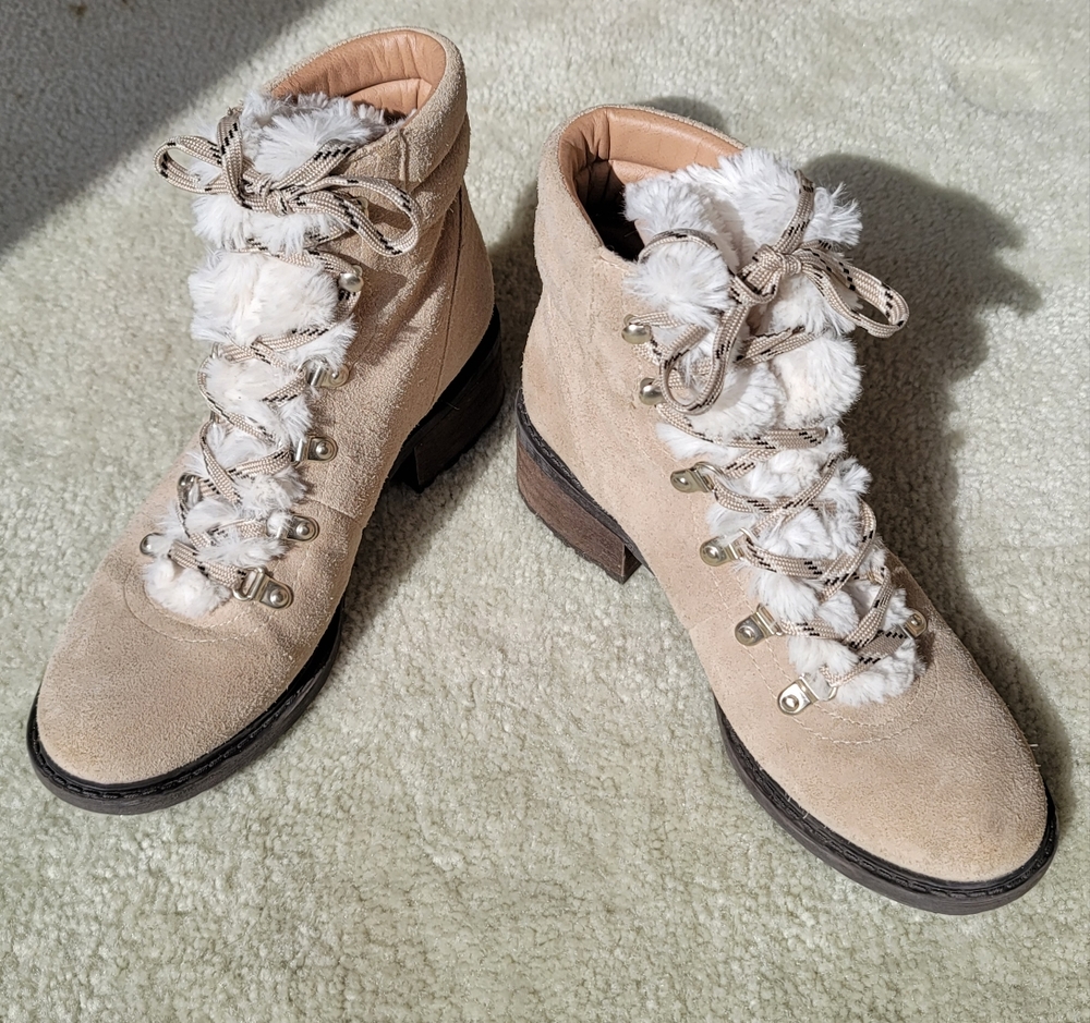 Sam Edelman Darrah 2 Tan Suede Lace Up Ankle Boots Combat Hiker Style Size 8.5